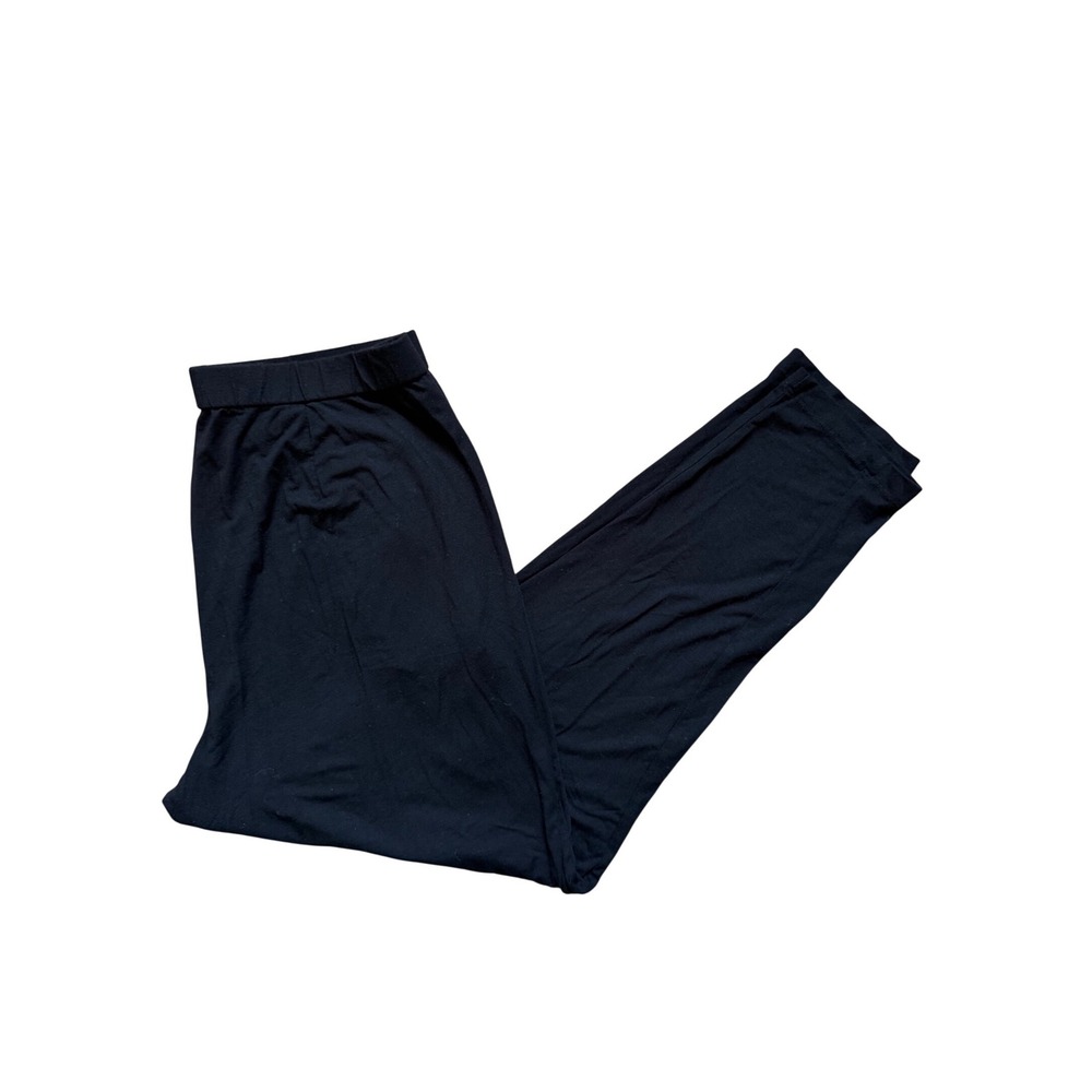 Eileen Fisher Tapered Pants Women Medium Black Stretch Jersey Elastic Waist